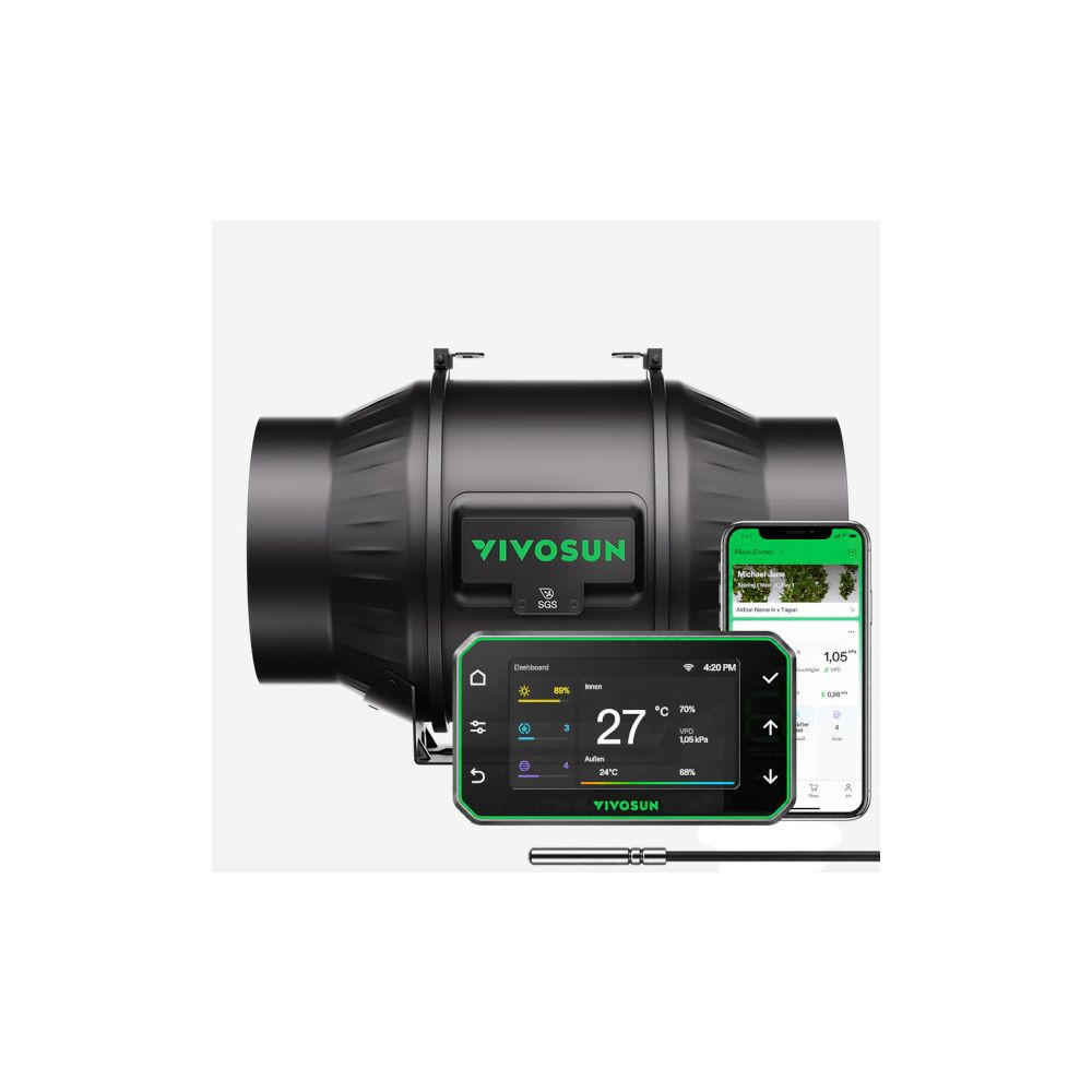 VIVOSUN AeroZesh T6 Inline ventilátor (E42AP WiFi controller, PMW EC motor), 150 mm, 693 m3/h